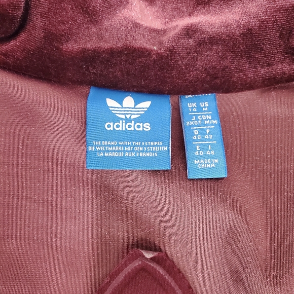 Adidas Velour Firebird Trefoil Track Jacket Maroon Gold Pockets Medium Y2K - Picture 12 of 17